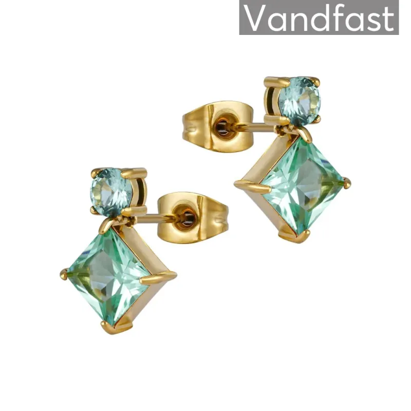 ANNEBRAUNER Princess Square Tourmalin Green Øreringe 18K Guldbelagt