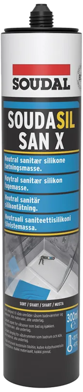 Soudasil SanX sanitetssilicone 300ml sort