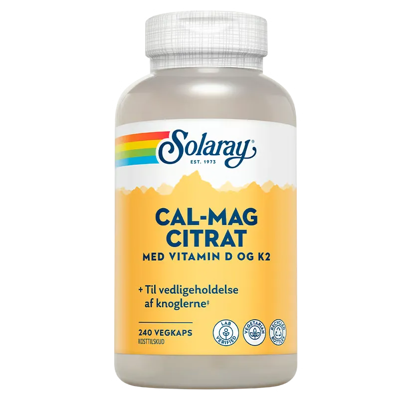 Solaray Cal-Mag Citrat Med Vitamin D & K2 (240 kapsler)