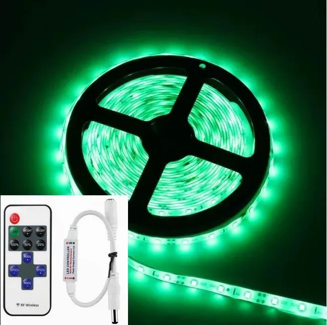UDSALG - 5 meter GRØN, 12 volt, 24 watt, P20, 300 LED, Led strip - Dinled - LED STRIP