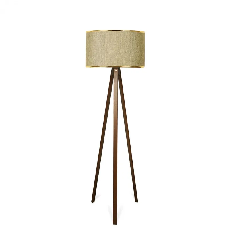 LUMI Heliona gulvlampe - beige/guld stof og træ