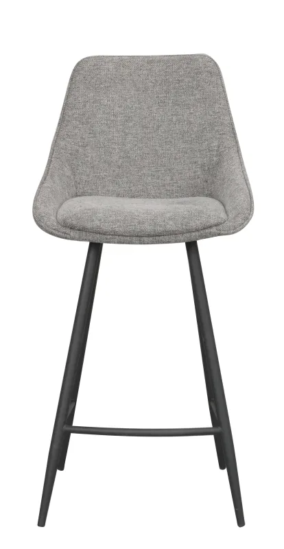 ROWICO Sierra barstol, m. ryglæn og fodstøtte -  grå polyester og sort metal