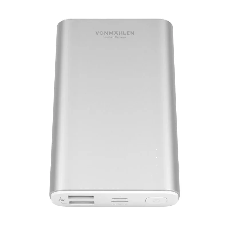 Vonmählen Evergreen Powerbank. Quick Charge 3.0. 10.000 mAh. Silver.