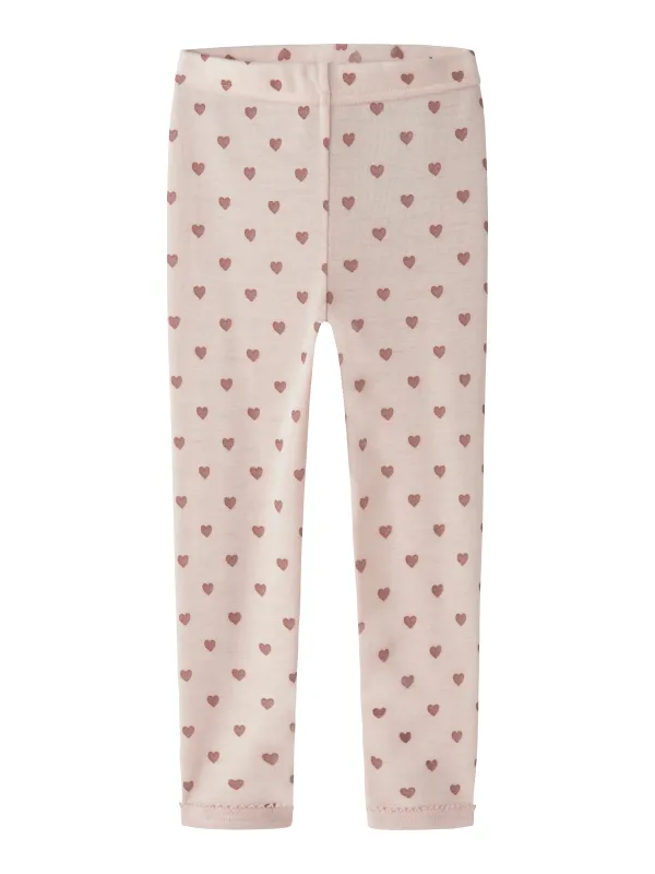 Lil Atelier Noel - Nia Wool Slim Legging - Morganite / Heart - 92 cm