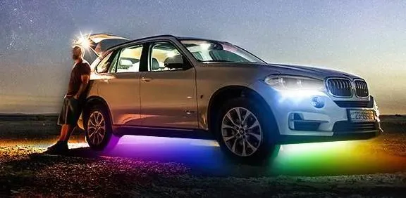 UDSALG - Ambient MAGIC multicolor LED lys til montering under bilen 90x120 cm - Dinled - Markeringslys