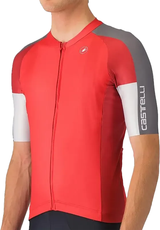 Castelli ENTRATA 6 Jersey - Red/Smoky Gray-Silver