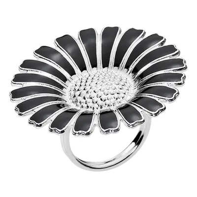 Marguerit Ring i Sterling Sølv med Sort Emalje 36 mm  -  Lund Copenhagen