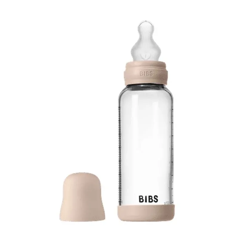 BIBS Bottle - Sutteflaskesæt - Glas - Silikone/Medium Flow/Rund - 240ml - Blush