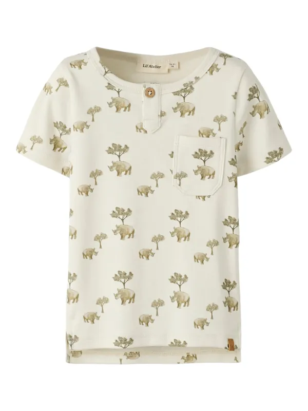 Lil Atelier Layo SS Slim Top - Coconut Milk/Rhino - 92 cm