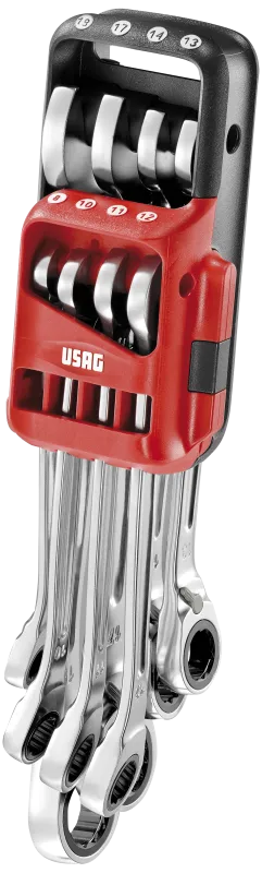 USAG 285 KA/DS ringgaffelnøglesæt m/skralde 8-19mm