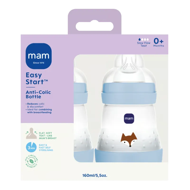 MAM Easy Start Anti Colic Sutteflaske Blue (160 ml) (2 stk)