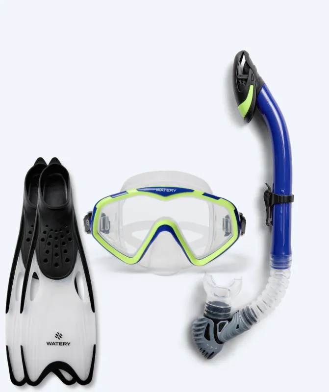 Watery snorkelsæt til voksne (fra 15 år) - Leach/Rilian - Blå/sort - Snorkelsæt til voksne (+16 år)