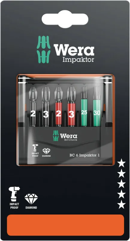 Bitssæt Wera Bit-Check 6 Impaktor 1