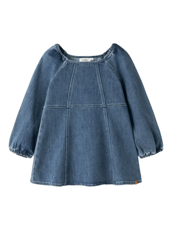 Lil Atelier Obello - LS Loose Denim Dress - Dark Blue Denim - 92 cm