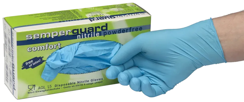 Semperguard nitrilhandsker blå pudderfri pk/100 S