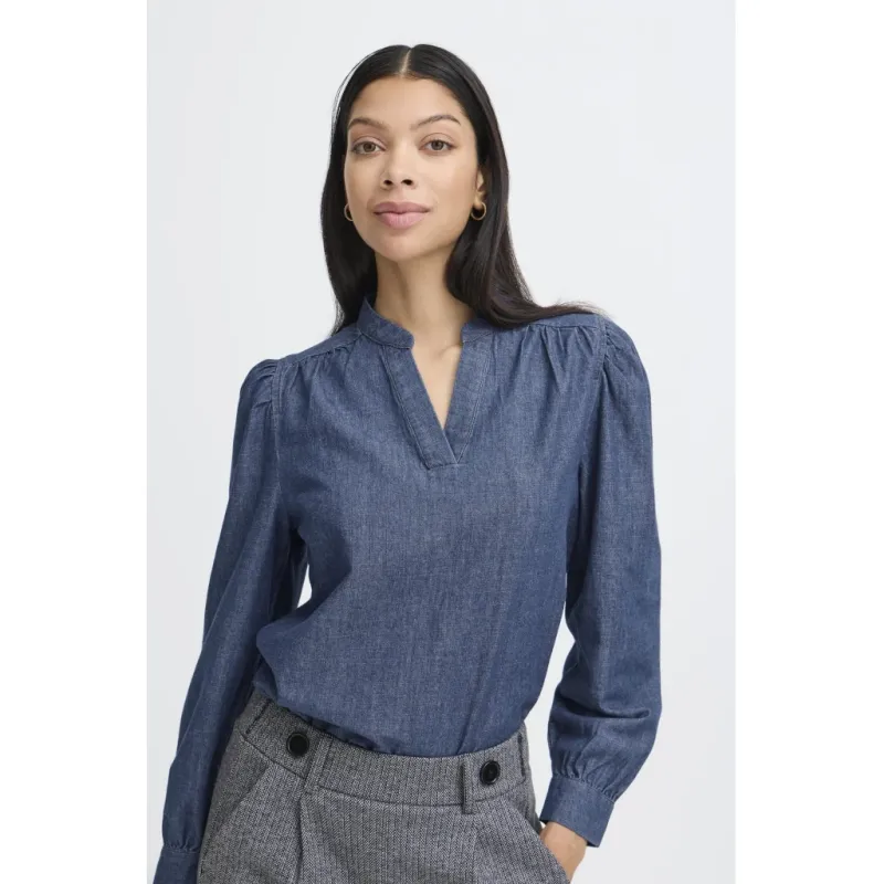 B.Young dame bluse BYXKANTI - Mid Blue Denim
