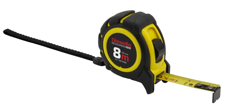 Båndmål 8Mx25MM Gummibelagt ABS hus med Power-lås