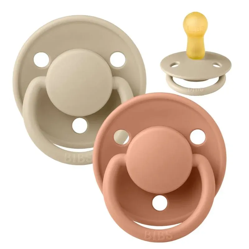 BIBS Rund De Lux Sut - 2-Pak - Str. 2 - Naturgummi - Vanilla/Peach