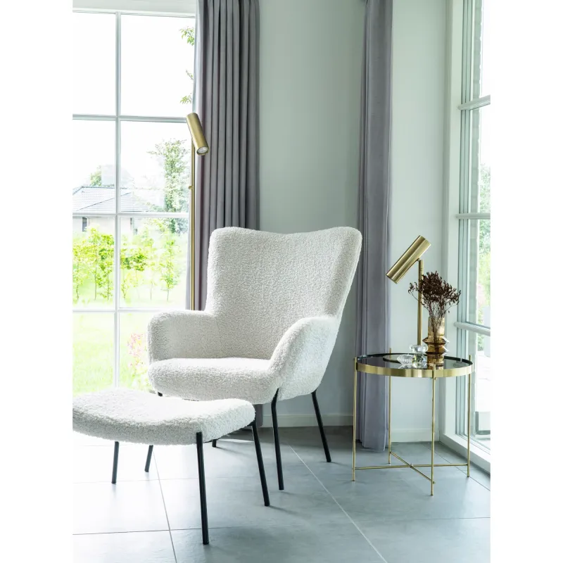House Nordic - Glasgow Fodskammel, hvid/sort