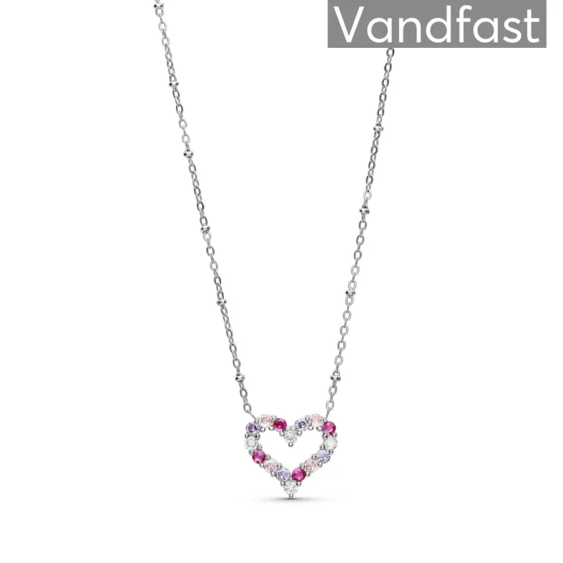 ANNEBRAUNER Big Heart Rose/Violet Halskæde