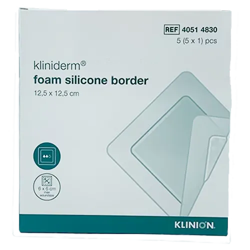 Kliniderm Foam Silikone Border 12,5x12,5 cm (5 stk)