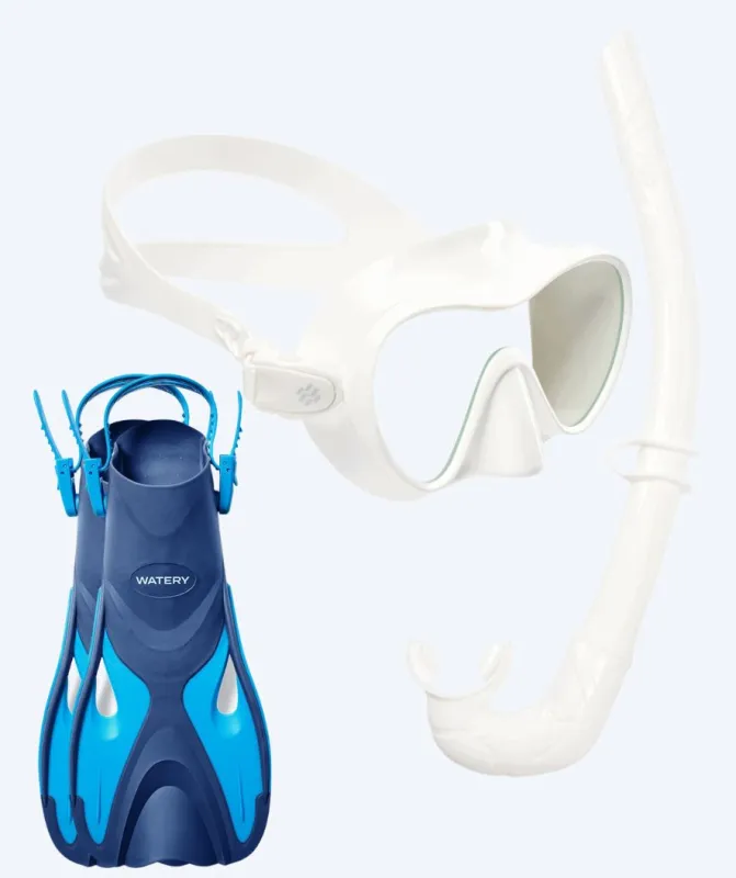 Watery snorkelsæt til voksne - Fisher/Cliff - Blå/hvid - Snorkelsæt til voksne (+16 år)