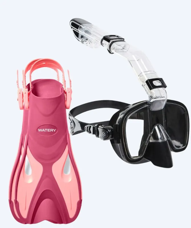 Watery snorkelsæt til børn - Fisher/Pearl - Pink/sort - Snorkelsæt til børn (4-16 år)