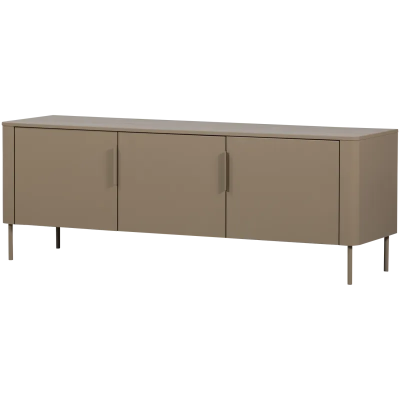WOOOD Gunnar TV-bord, m. 3 låger og 2 hylder - mudder brun fyrretræ og metal (154x44)