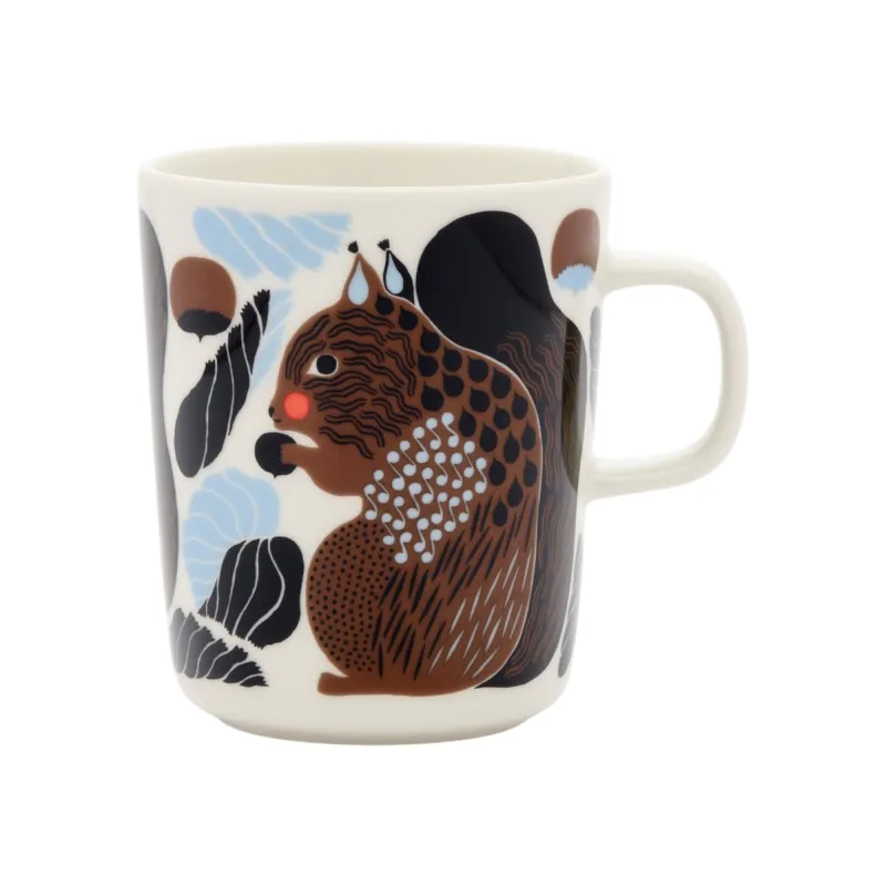 Marimekko Kurre krus 2,5 dl, hvid/brun/sort/lyseblå