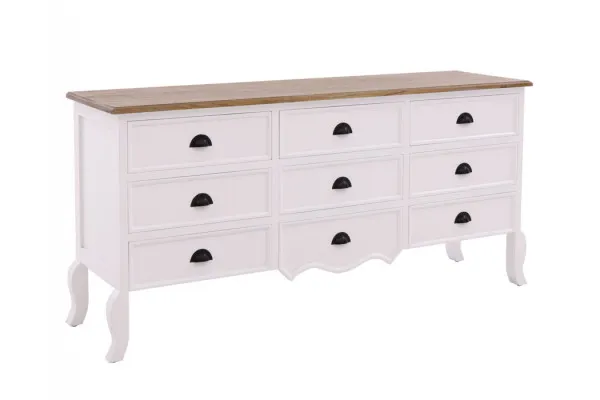 Kommode m/9 skuffer - Hvid