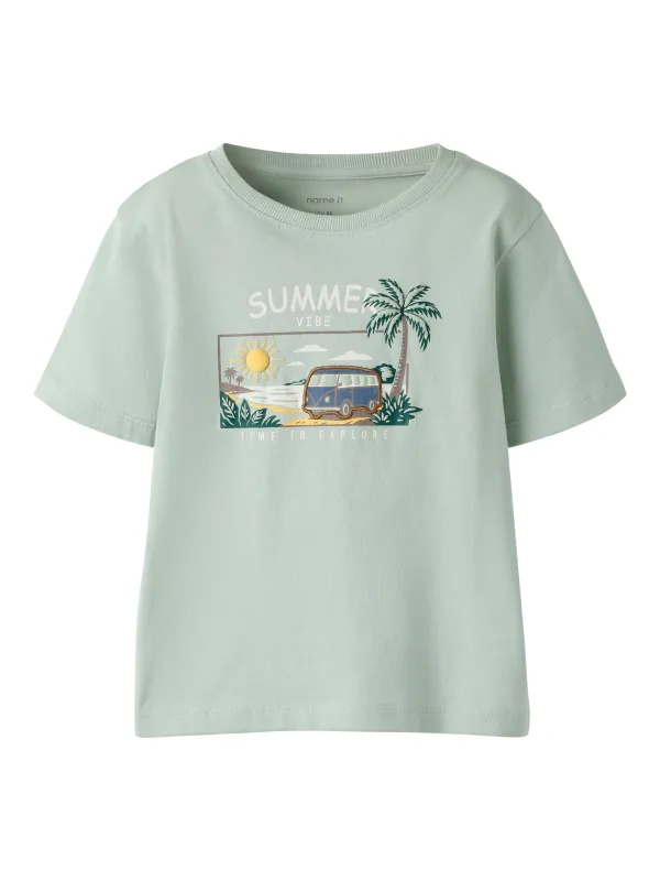 Name It Finnur - SS Top - Aqua Gray - 92 cm