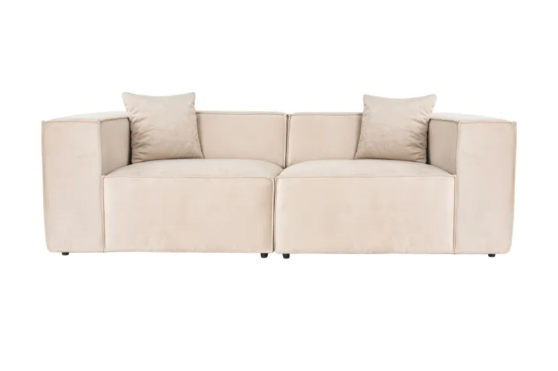 NORDVÄRK Lora 2 pers. sofa, m. 2 puder - creme stof og plastik