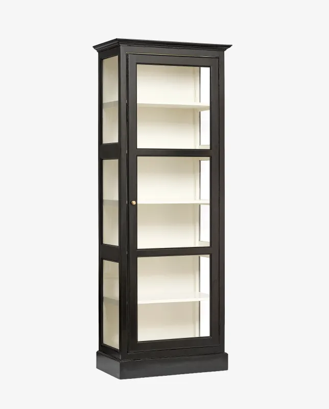 Nordal - CLASSIC skab, enkelt  -  sort/råhvid  -  B84 × D44 × H212 cm
