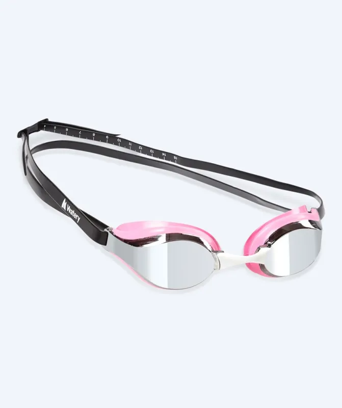 Watery Elite svømmebriller - Poseidon Mirror - Pink/sølv - Konkurrence / trænings svømmebriller