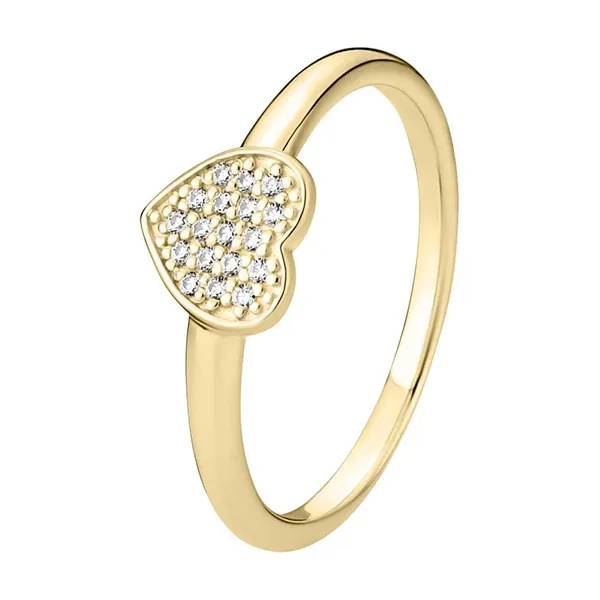 Ring i 8 kt. Guld med Hjerte og Zirkoniasten