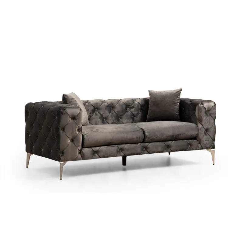 NORDVÄRK Como 2 pers. sofa - antracitgrå polyester stof og forkromet metal