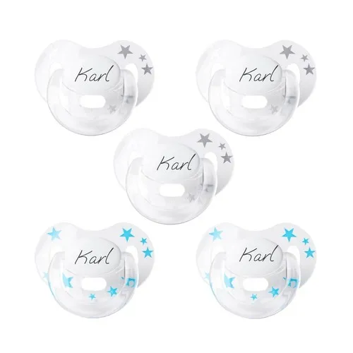 Maxibaby, Str. 1 (0-6 Mdr.), Symmetrisk - Silikone, Sutter Med Navn, 5-pak