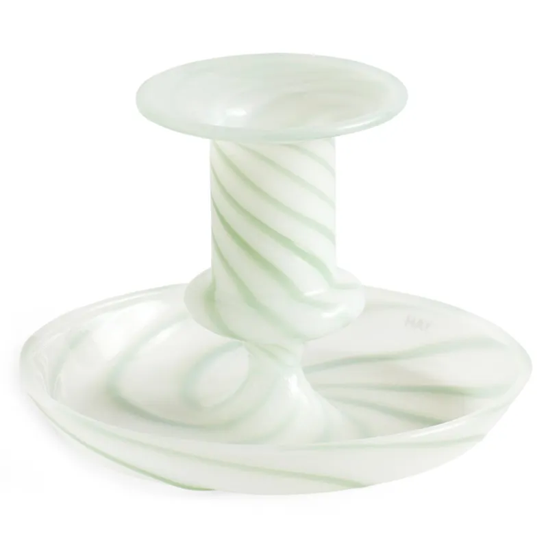 Hay Flare Stripe Milk lysestage, small, grøn