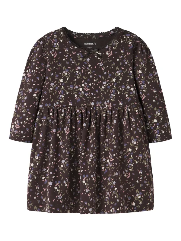 Name It Oceana- LS Dress - Chocolate Plum - 50 cm