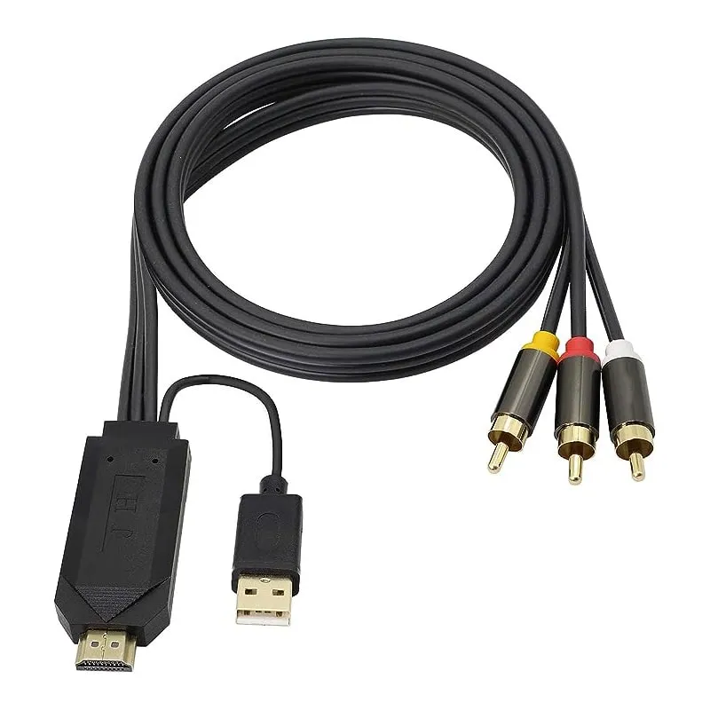High Quality HDMI til AV kabel / HDMI til RCA med indbygget chip. 1 m.