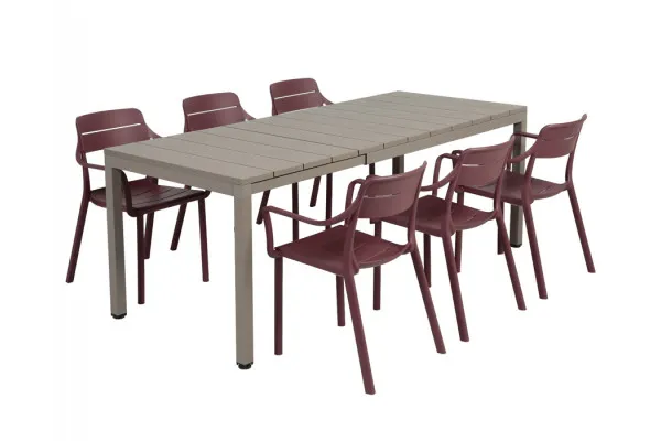 Nardi Rio Cassia Havemøbelsæt 140-210cm - Latte/Borgogna