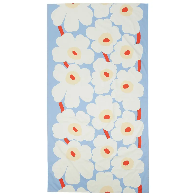 Marimekko Unikko dug 135 × 250 cm, lyseblå/naturhvid