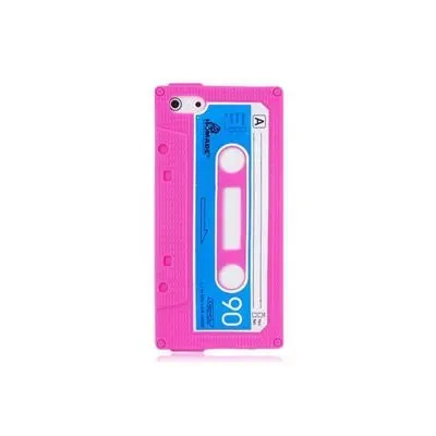 iPhone 5/5S/SE Retro Cover. Silikone kassettebånd. Pink.
