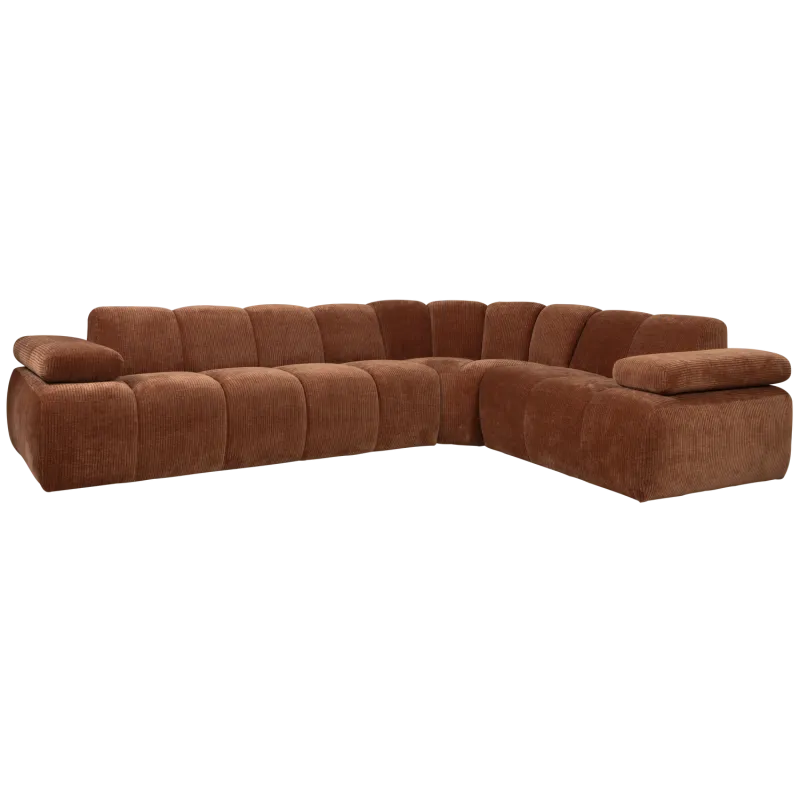 WOOOD Mojo hjørnesofa, højre - rustbrun fløjl stof