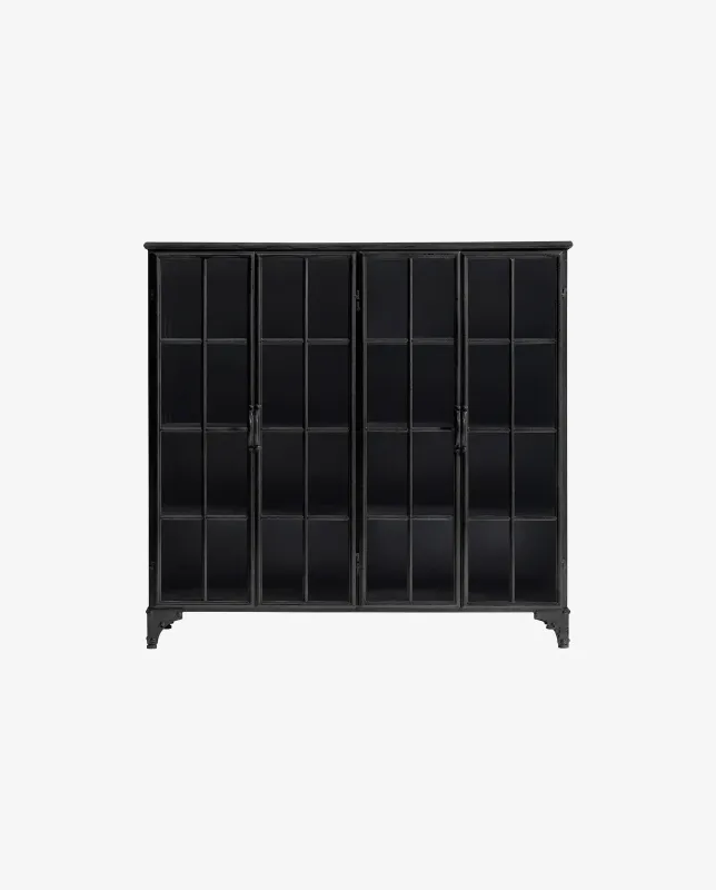 Nordal - DOWNTOWN skab, 4 låger  -  sort  -  B120 × D32 × H114 cm