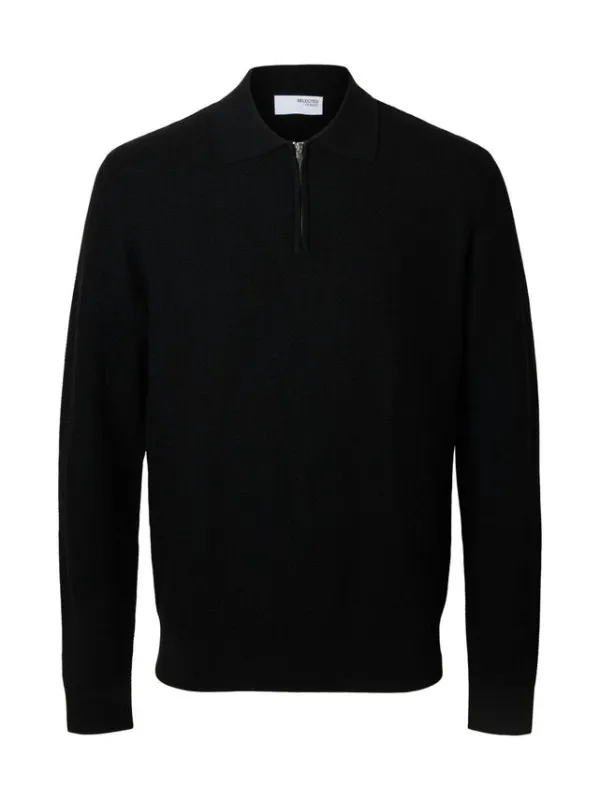 SLHCRAN LS KNIT STRUCTURE HALF ZIP