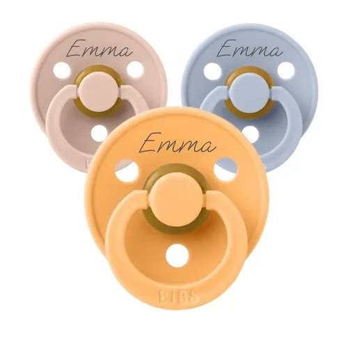 Bibs Colour, Str. 2 (6+ Mdr.), Rund - Latex, Sutter Med Navn