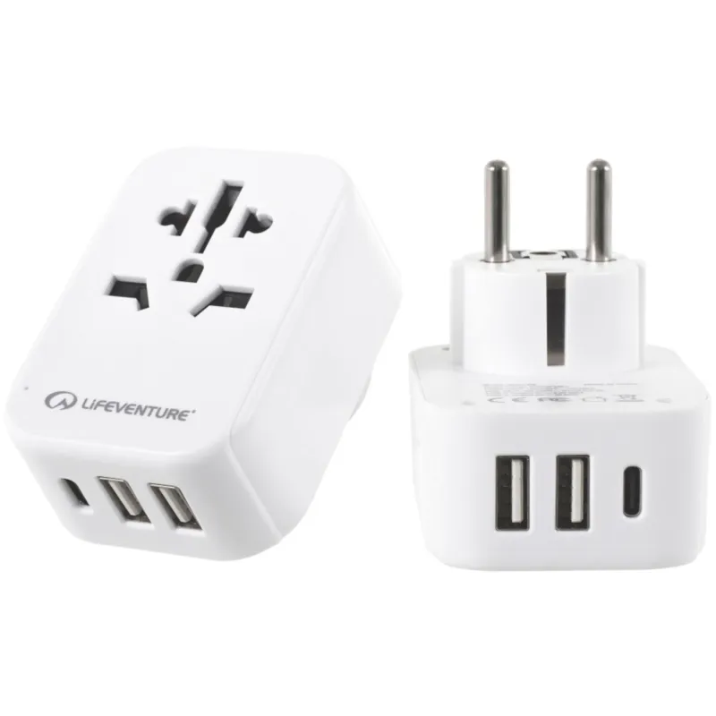 Lifeventure Europæisk Travel Adaptor med USB + USB C