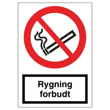Skilt "rygning forbudt" Forbud F1