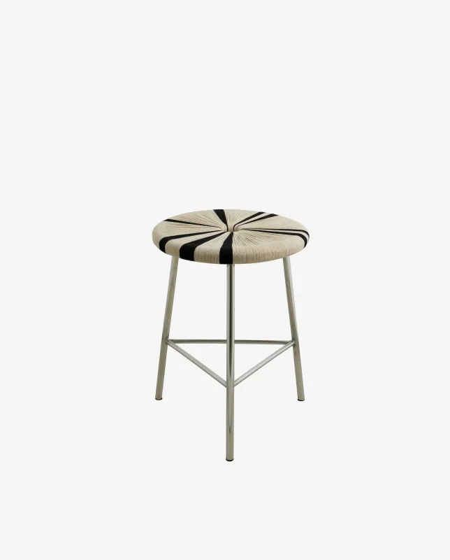 Nordal - MORICE taburet, lav  -  sort/elfenben  -  Ø40 × H53 cm